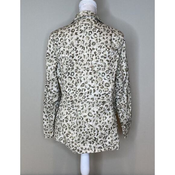 Chico’s Leopard Print Full Zip Lightweight Jacket Size 1 Women’s Tan - Picture 2 of 6
